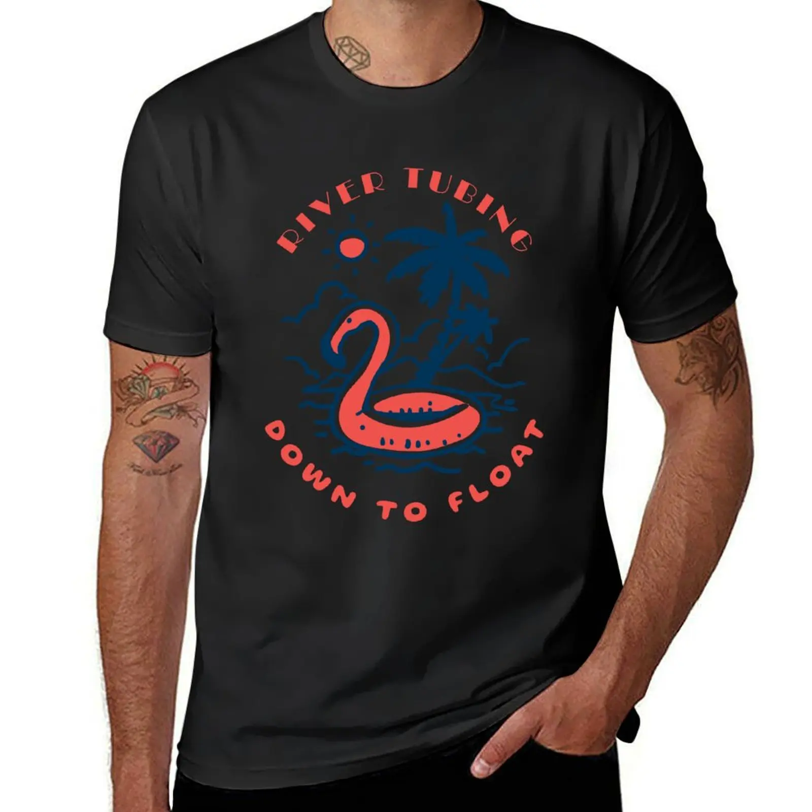 River tubing, down to float - funny summer trip T-Shirt plus sizes vintage clothes mens plain t shirts