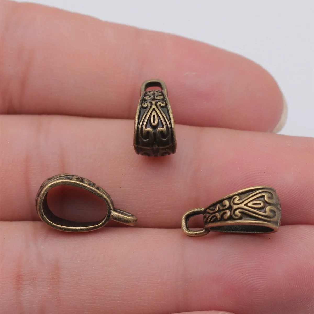 WYSIWYG 20pcs 17x6mm Big Hole Beads Bail Beads 3 colors Antique Silver Color Antique Gold Color Bail Beads Pendants Charm