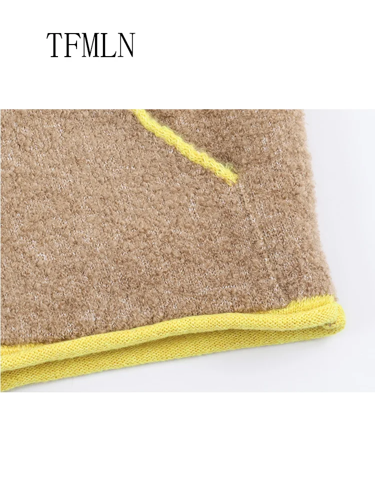 Modny damski sweter dziergany 2025 jesień zima szykowny casualowy z kieszeniami na zamek ciepły kardigan retro luźny stójka