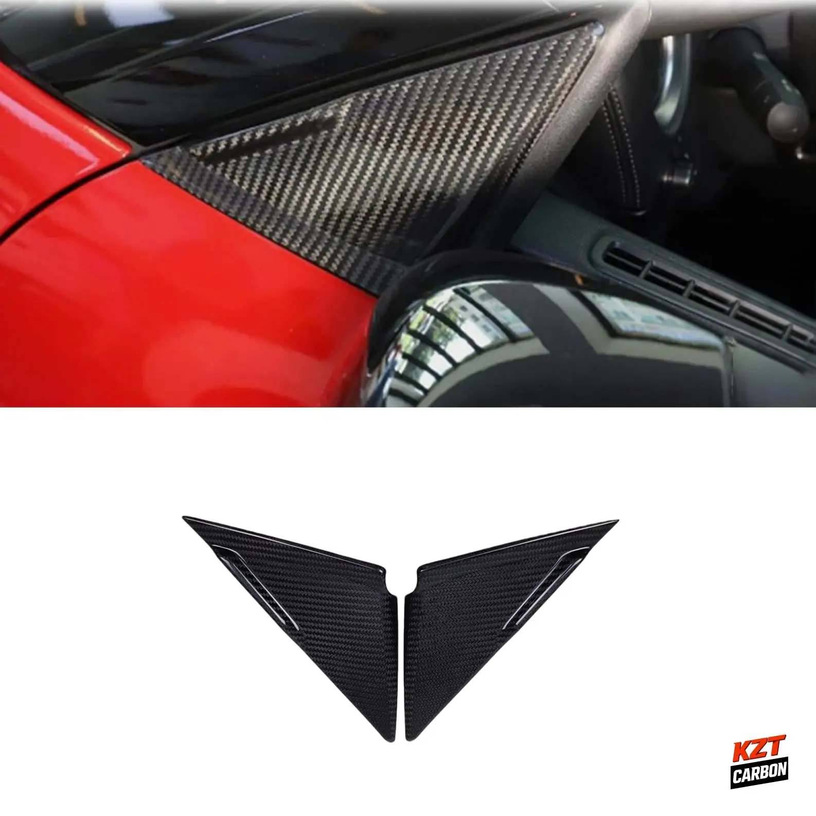 For Nissan GTR R35 (07-16) Dry Carbon OE Style Interior A-Pillar Triangle Panel