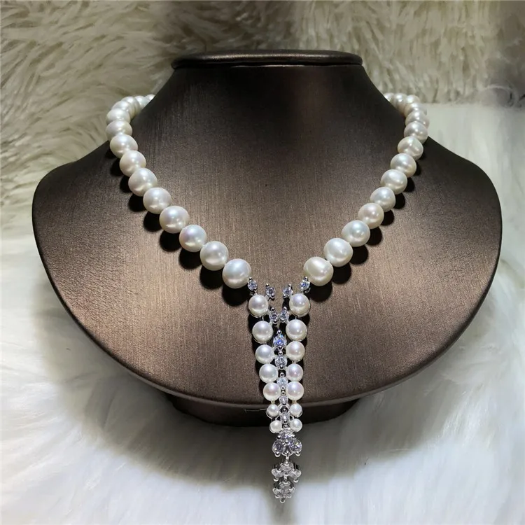 

Women‘s natural freshwater pearl necklace short white near round pearl Necklace For Women Lady Jewelry