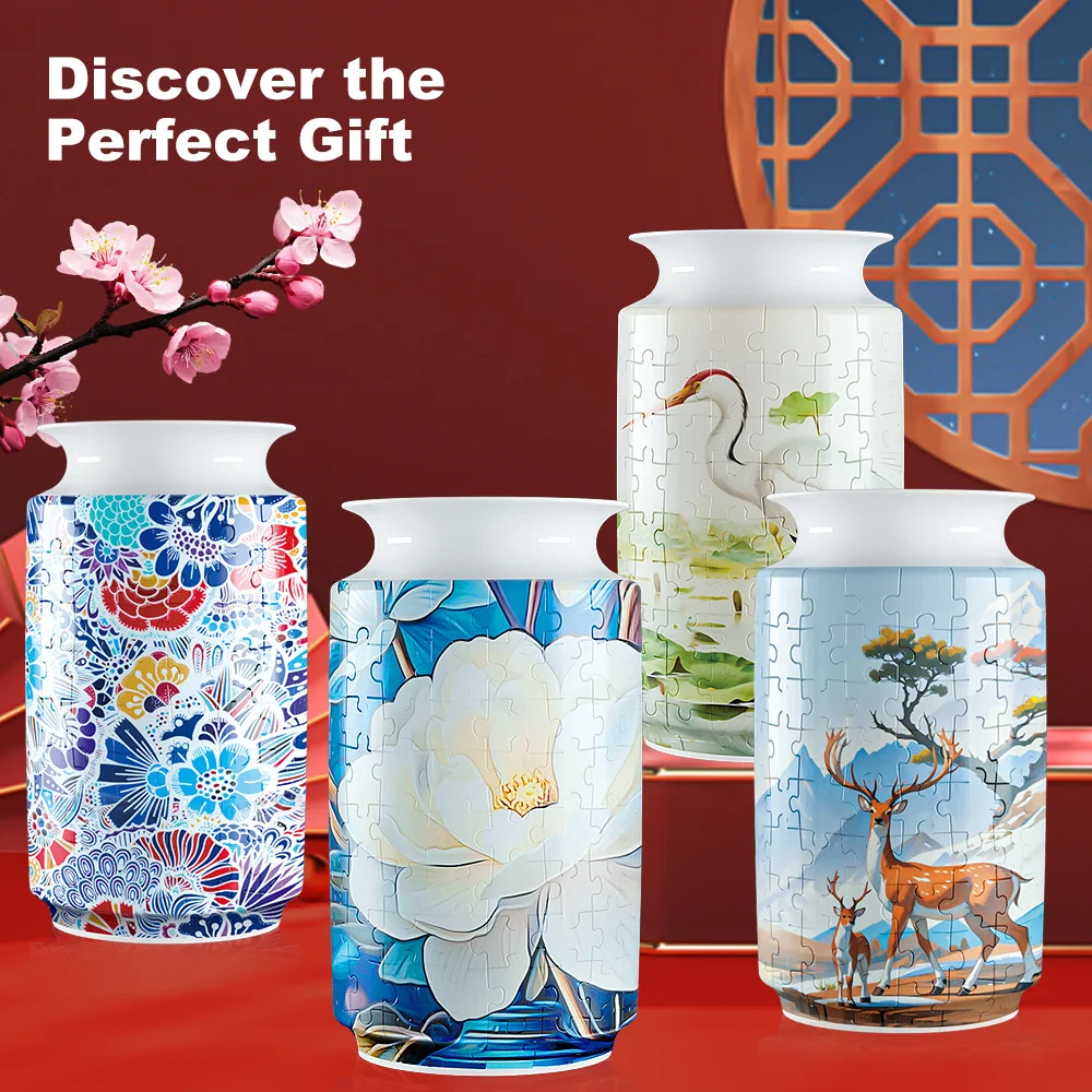 ثلاثية الأبعاد لغز زهرة زهرية لترتيب الزهور الإبداعية DIY بها بنفسك زهرة زهرية ثلاثية الأبعاد لغز زهرية زجاجات مقاومة للماء ديكور المنزل