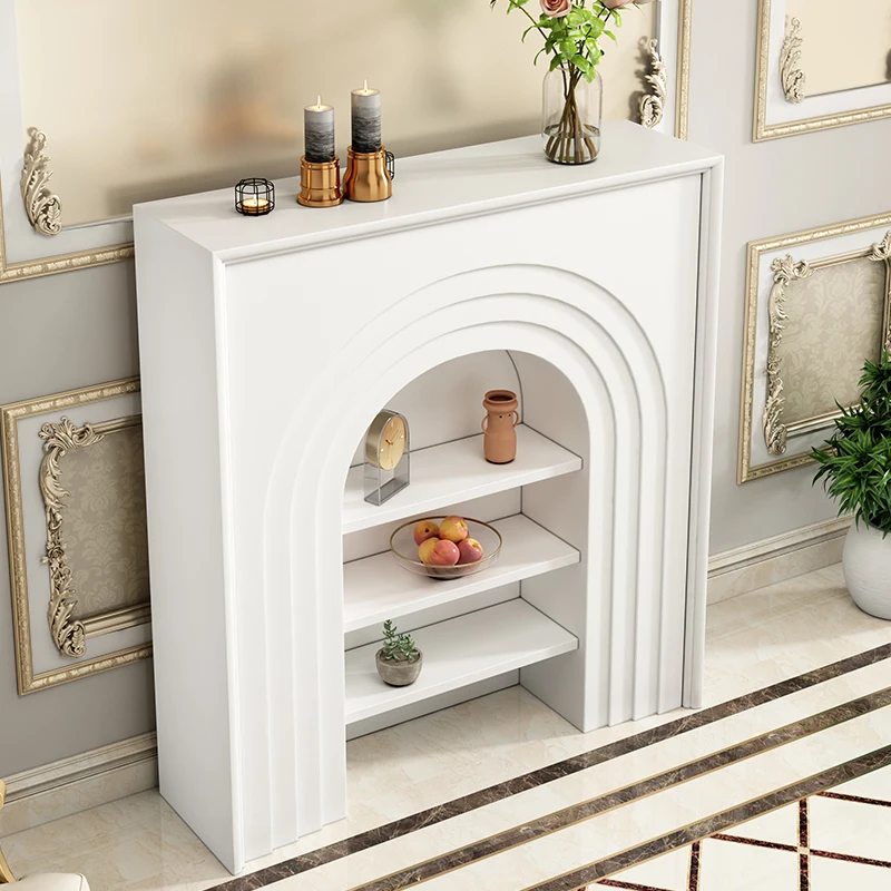 fireplace cabinet living room entrance decoration cabinet Nordic B&B white simple shelf display display cabinet customization