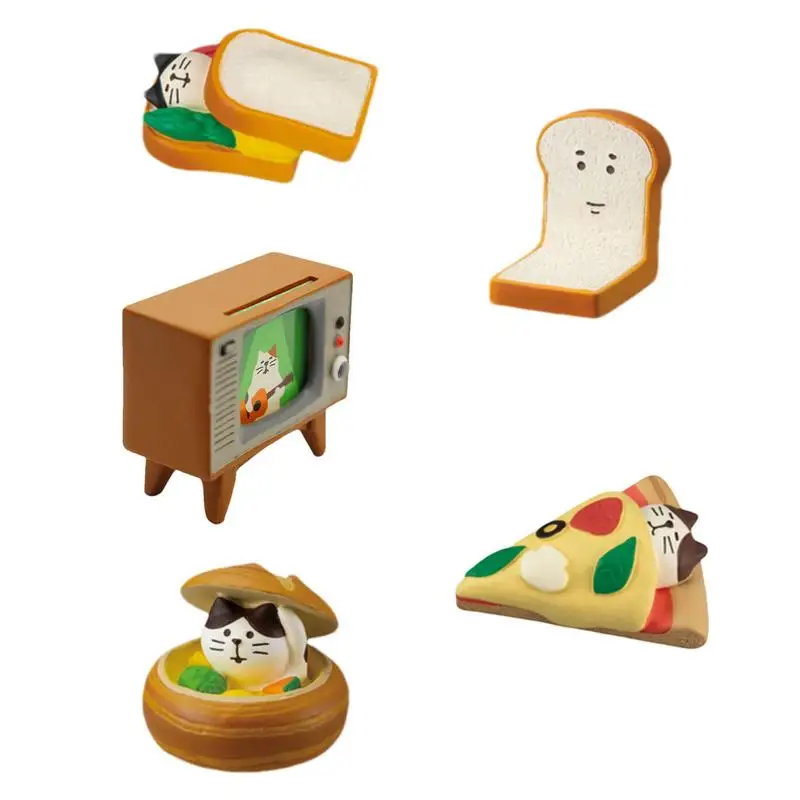 Adorno de resina para casa de muñecas, adorno pequeño de estilo japonés, bonito gato, flor, juguete de moda