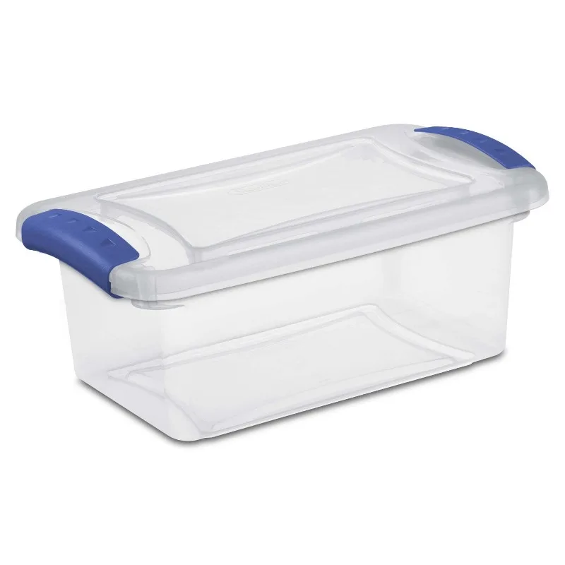 Clear Plastic Storage With Clear Lid Blue Details Blue 3 Pack 7 Quart Latch Boxes Practical Christmas Gift for Home Storage​