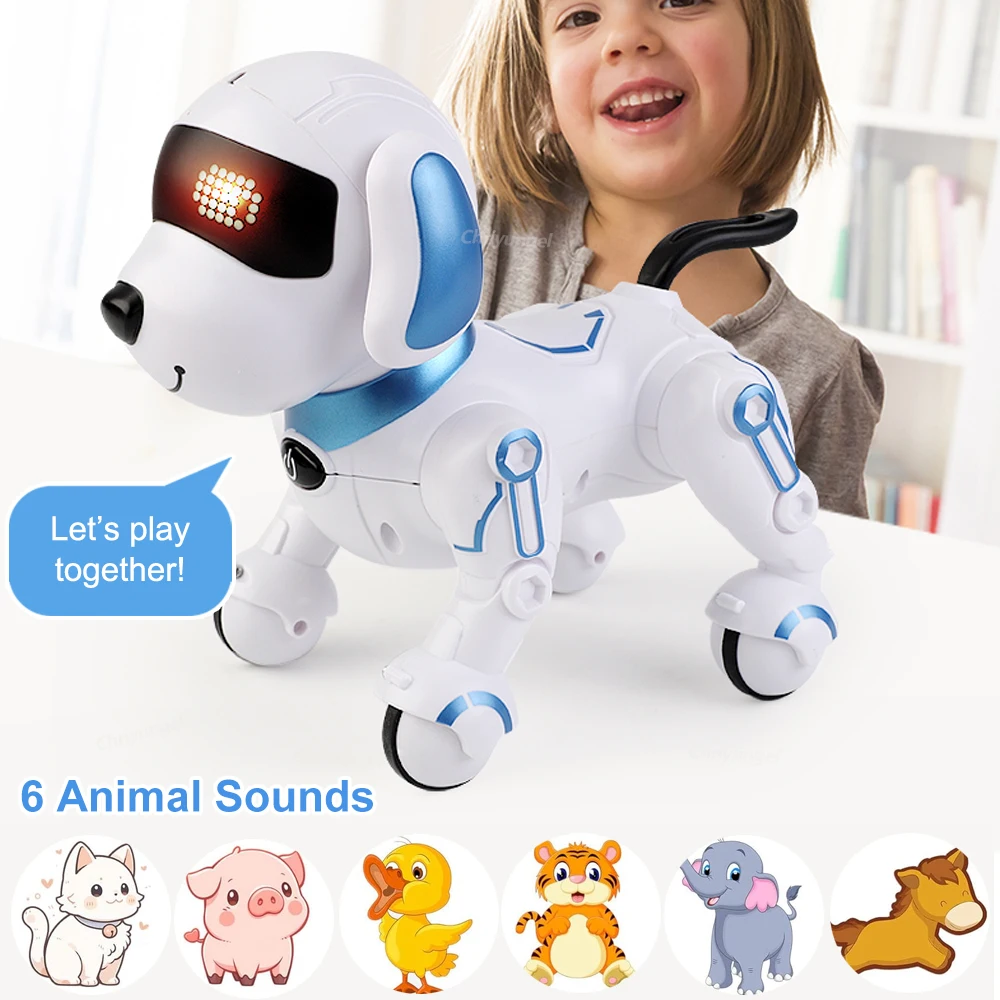 RC Robot Dog الإلكترونية حيلة الحيوانات الأليفة اللمس التفاعلي للبرمجة الذكية المشي الرقص الاطفال هدية عيد ميلاد للأطفال بنين بنات