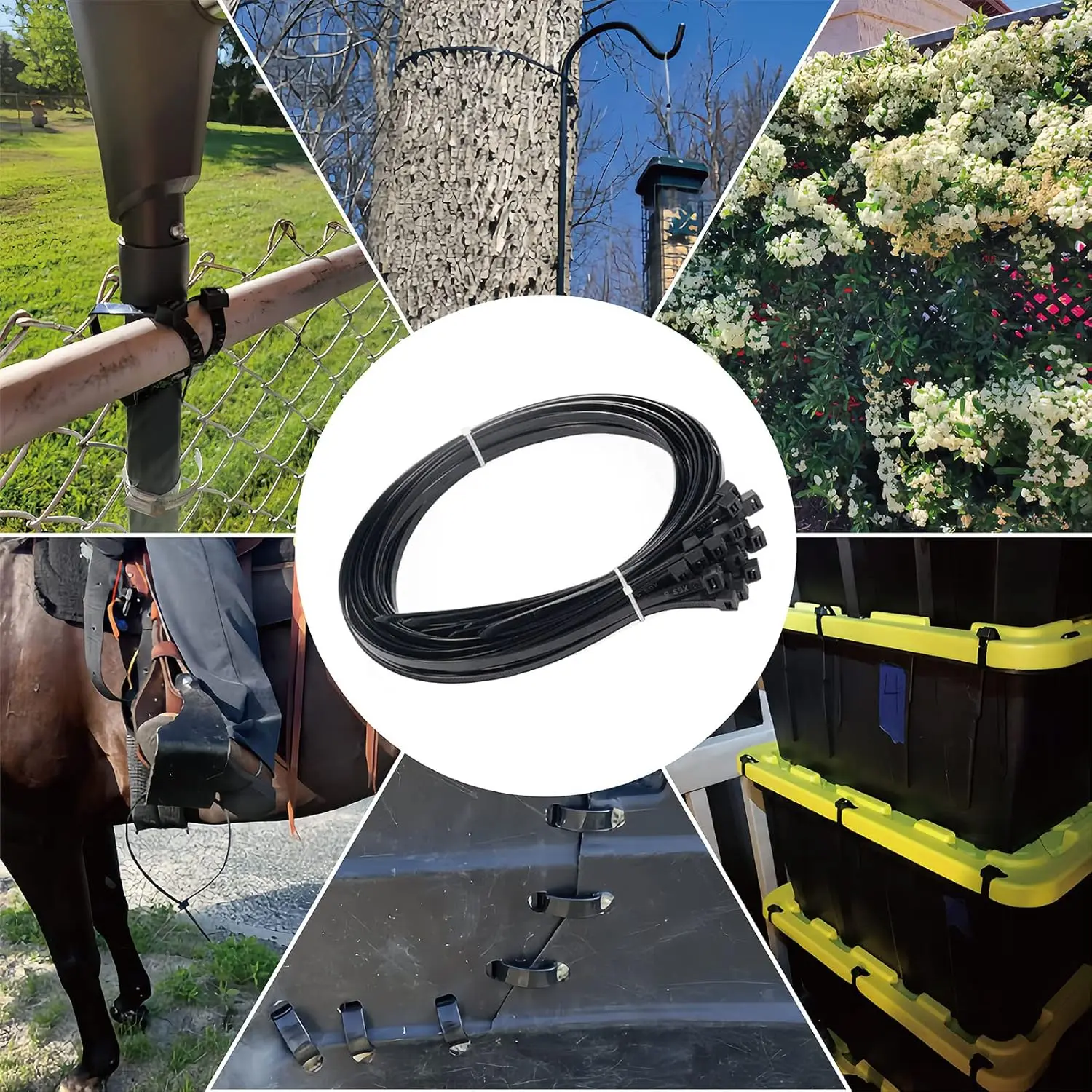Large Zip Ties Heavy Duty 18 inch (500 Pack), 220 lb Tensile Strength for Outdoor Use, Black Cable Ties, Long Wire Ties