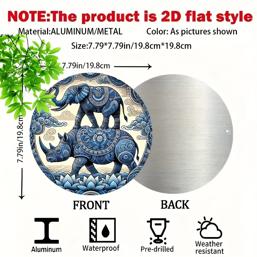 CIFBUY Vintage Aluminum Wall Art Waterproof Scratchproof Rhino Elephant Sign For Home Indoor Outdoor Yard Decor
