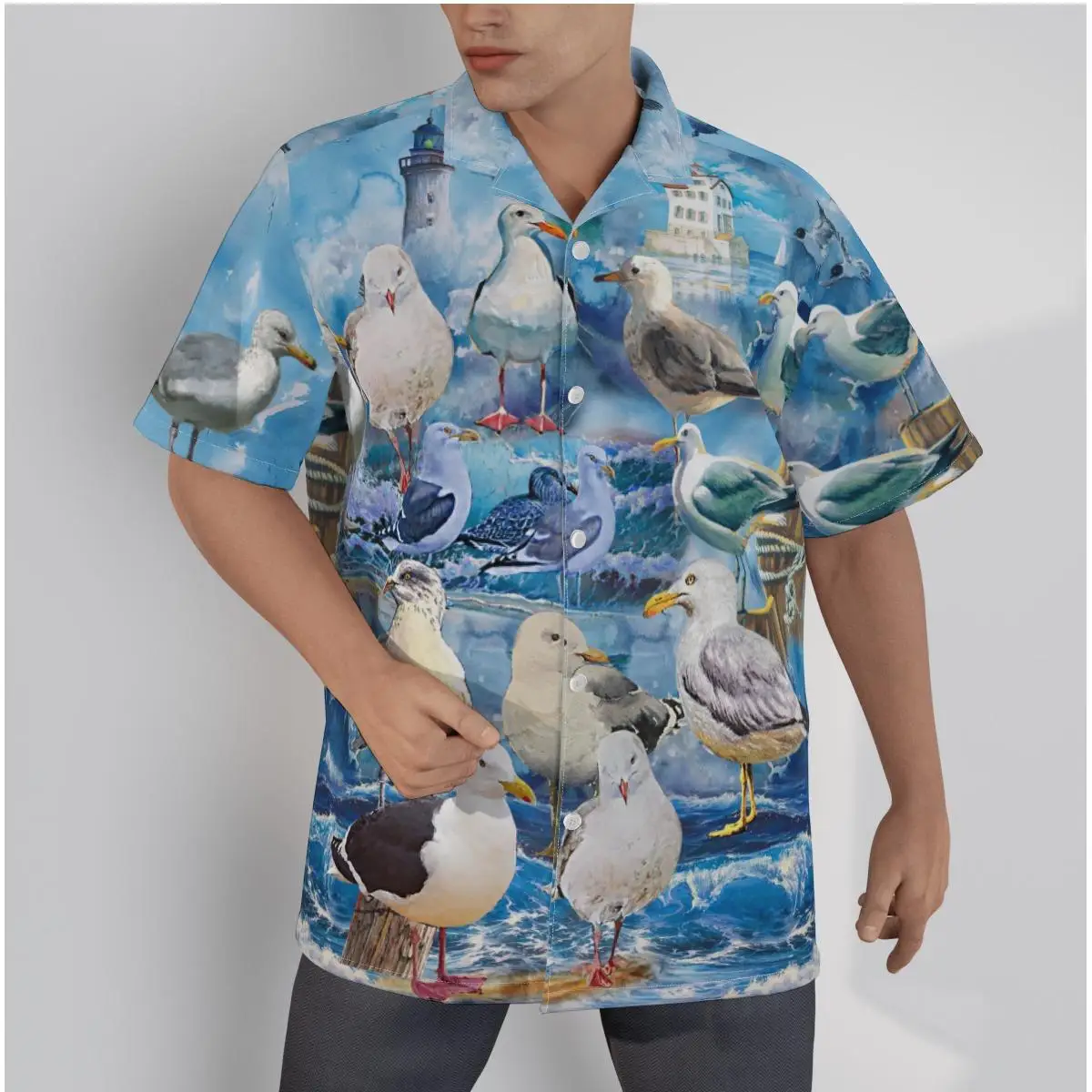 Casual Shirts for Men Hawaiian Style Funny Roosters Print Beach Short Sleeve Summer Casual Button Up Tops 3D Shirts