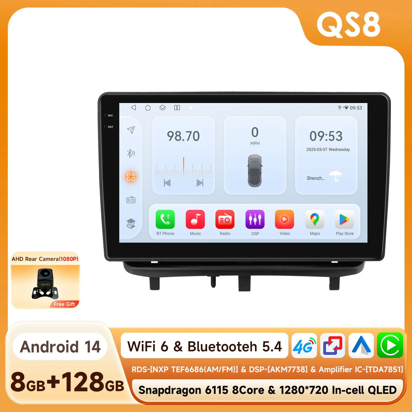 Carplay 4G 2Din Android 14 Autoradio voor Opel Corsa D 2007-2012 Hatchback Van Multimedia Video GPS DSP AI Intelligente Speler RDS