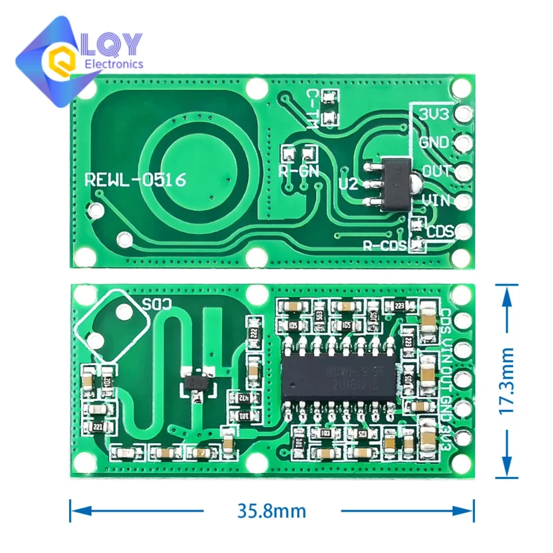 Módulo de sensor de radar de microondas RCWL-0516, interruptor de inducción de cuerpo humano, sensor inteligente