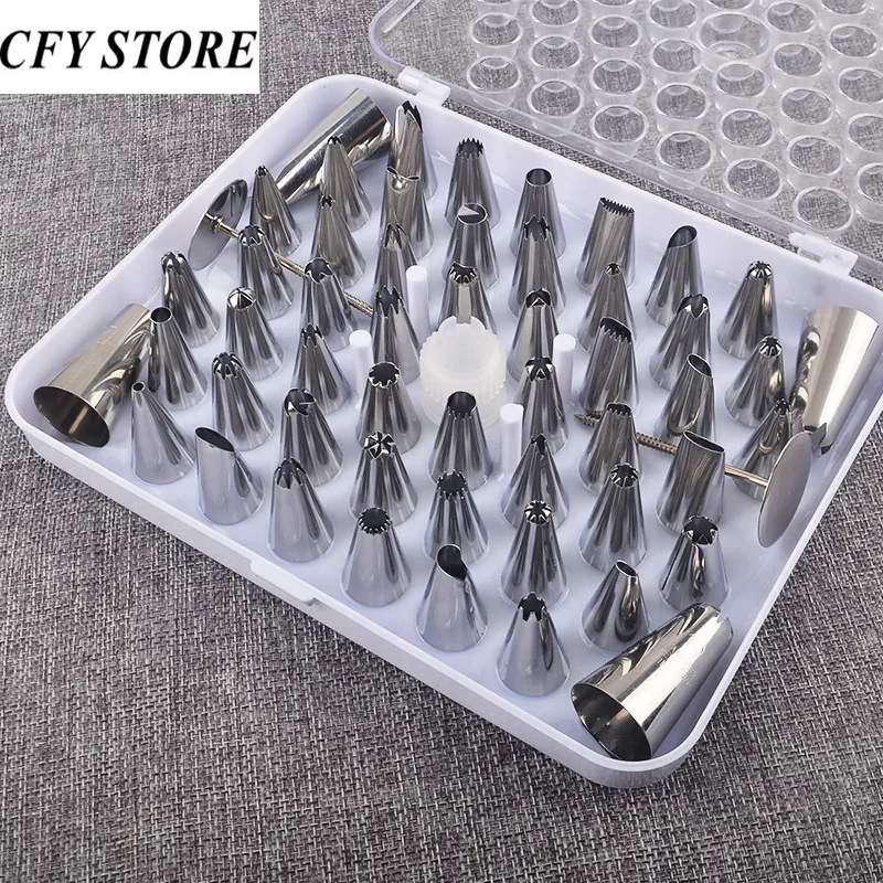 55/18 PCS Stainless Steel Squeeze Flower Nozzle with Storage Box Cake Tools Cake Decorating Accessories Bakery Accessories