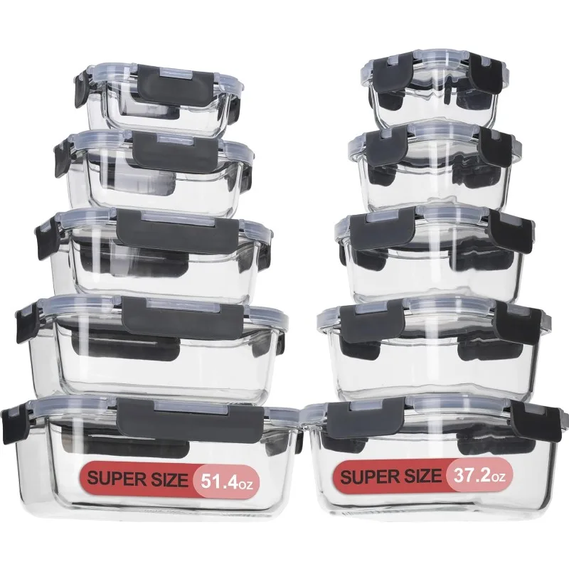 

Glass Food Storage Containers with Lids Airtight, Glass Meal Prep Containers for Lunch, Glass Container Set, BPA Free（20 Pieces）