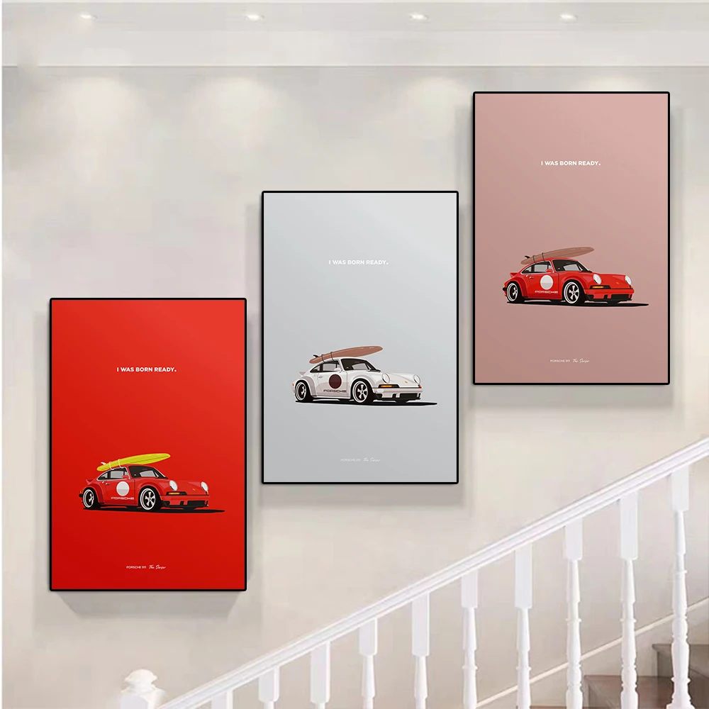 Luxury Sports Car 911 Travel Poster Print Retro Racing Surfboard Canvas Painting Simple Sports Club Wall Art Mural Room Decor