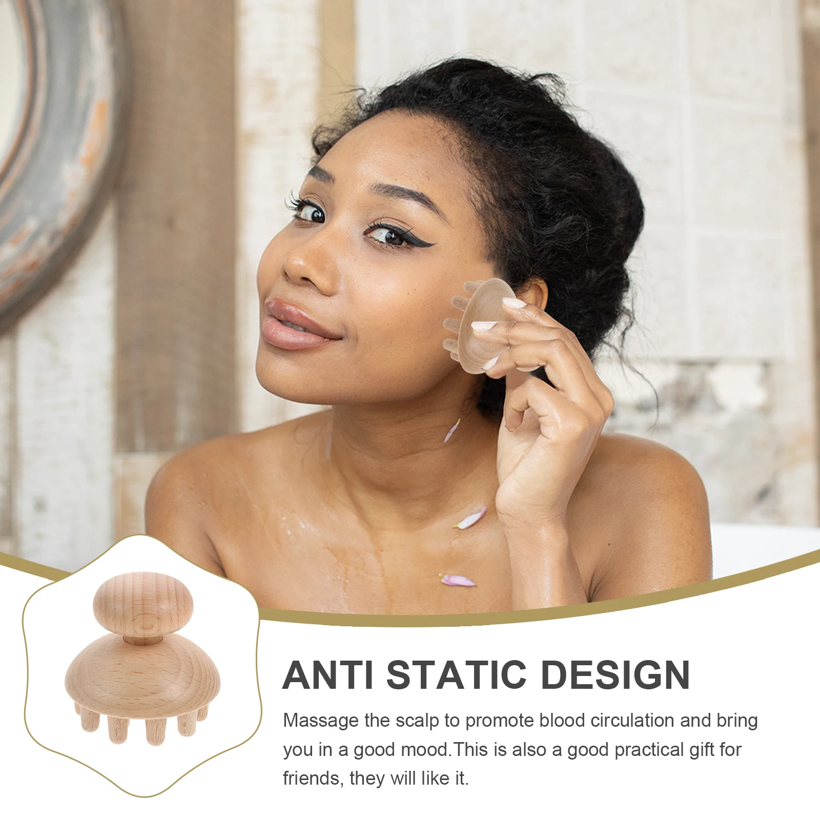 

Natural Wooden Massage Comb Scalp Blood Circulation Anti Static Hair Care Tool Acupoint Meridian Home Gift