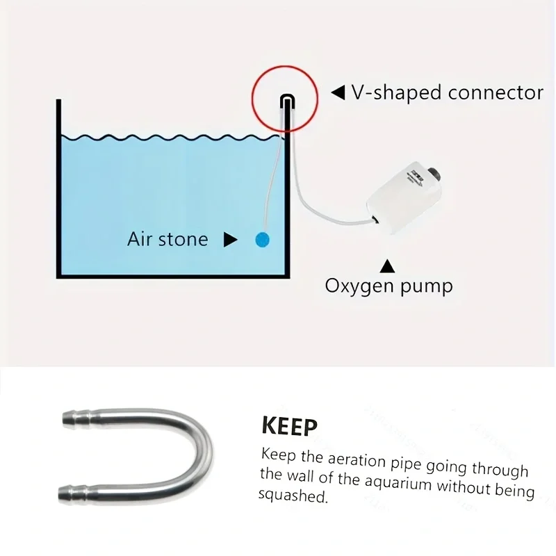 U-förmige Edelstahlrohr-Hardware-Halterungen CO2-Anschluss für Aquarium Fischbecken CO2-Sauerstoffschlauch Edelstahl-Fischzubehör – Detail 1