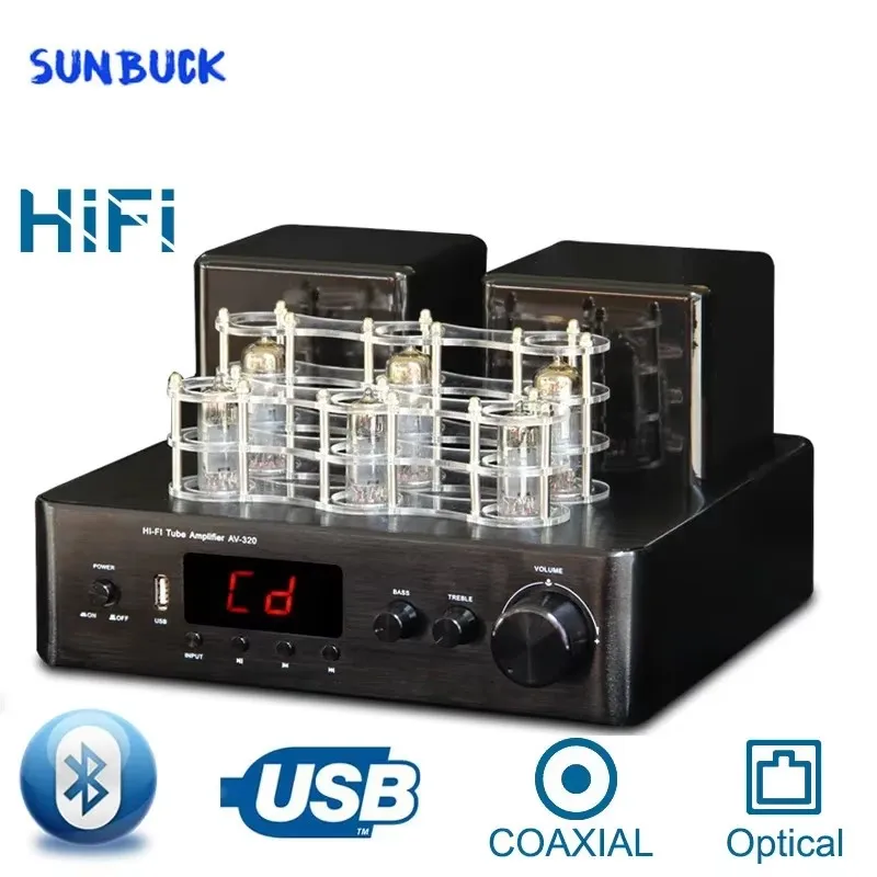 Sunbuck  2.0 channel bluetooth HIFI Tubes Amplifier vacuum tube 5200 1943 transistor combination Digital Power Ampl