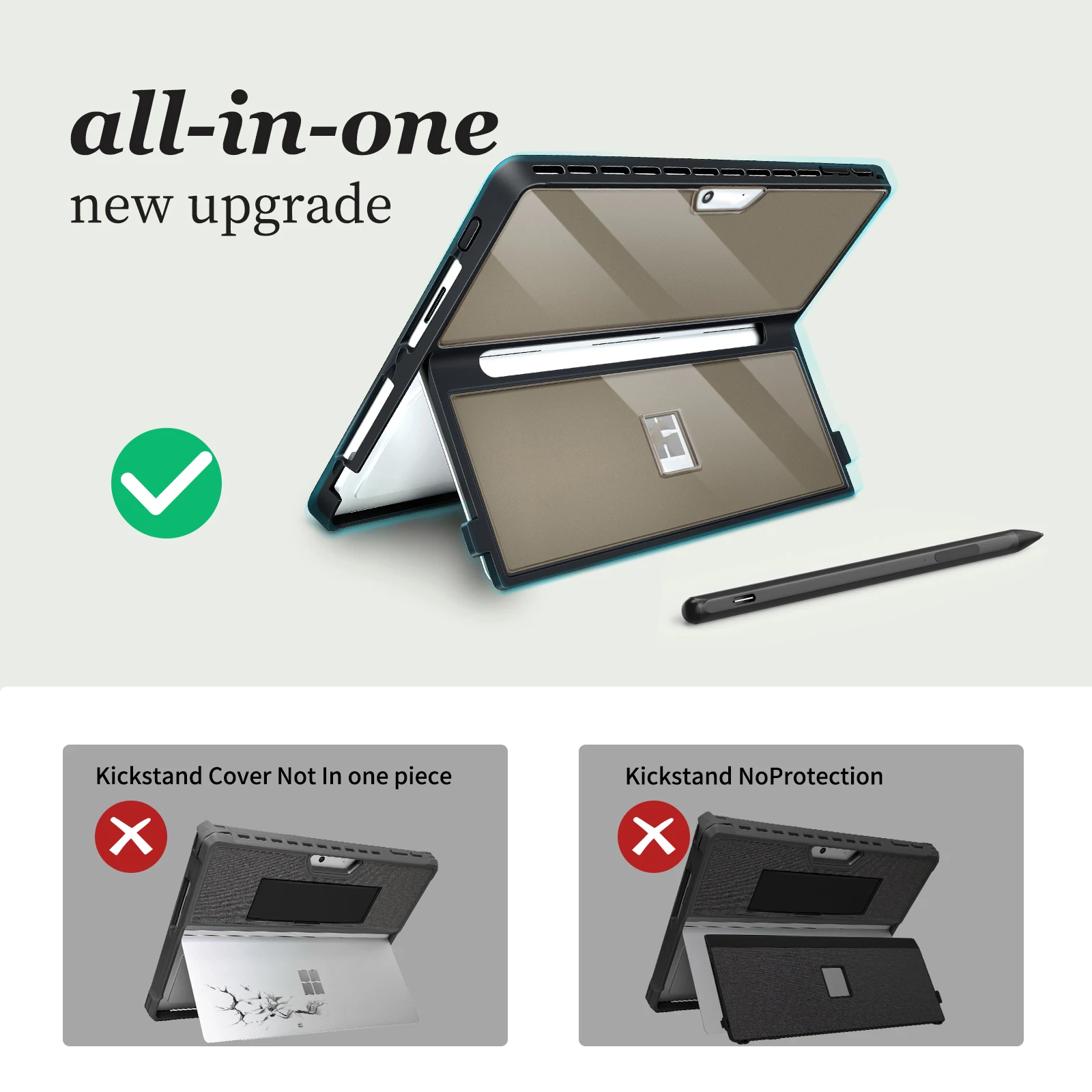 Case for Microsoft Surface Pro 11 /for Surface Pro 10 /for Surface Pro 9 /for Surface Pro 8 13-Inch, All-in-one Rugged Case