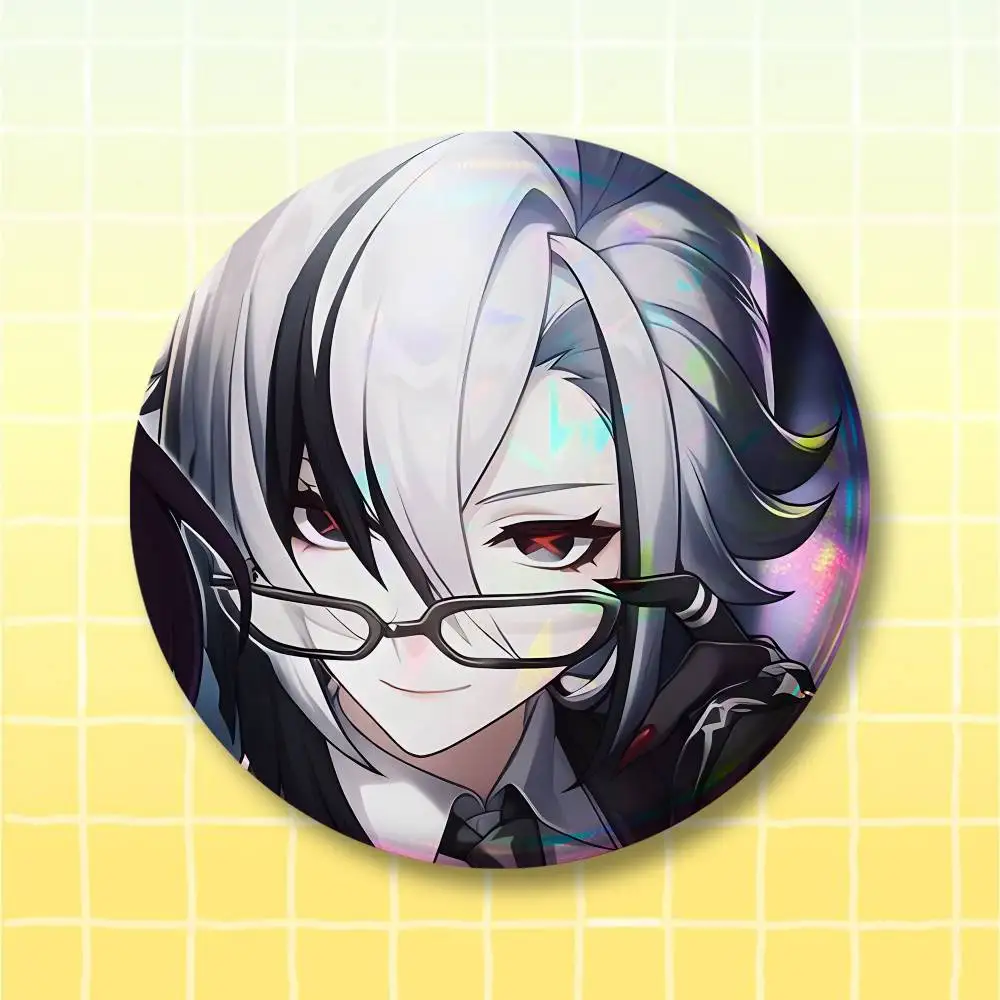 Arlecchino G-Genshin Impact Button Supplies Round Badge Pins Clothes Decor Includes Metal Pin Back Cover, Metal Cover,Laser Film