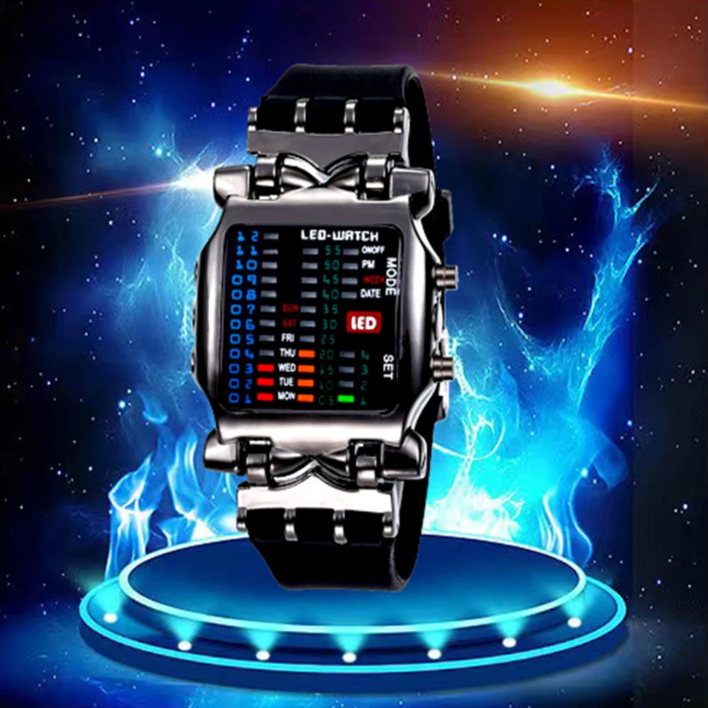 

New Binary Led Watch, Trendy and Creative Crab-Shaped Electronic Watch for Men, Women and Teenagers