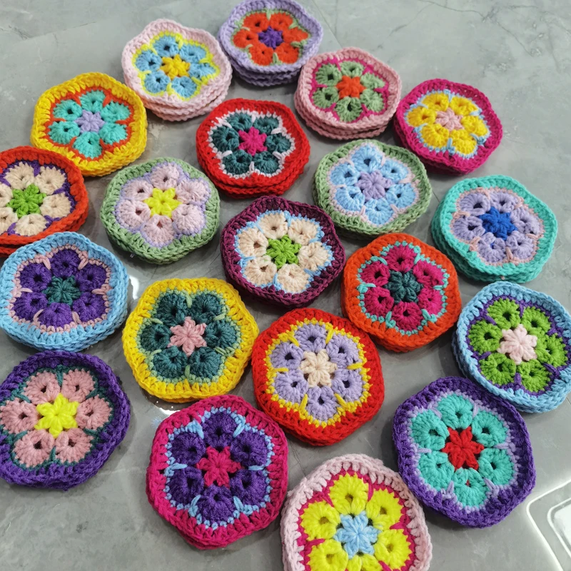 Original 11cm Hand Crochet Doilies Pad Handmade Flowers Cup Mat Photo Props Decorative Placemat DIY Clothes Accessory 30pcs/lot