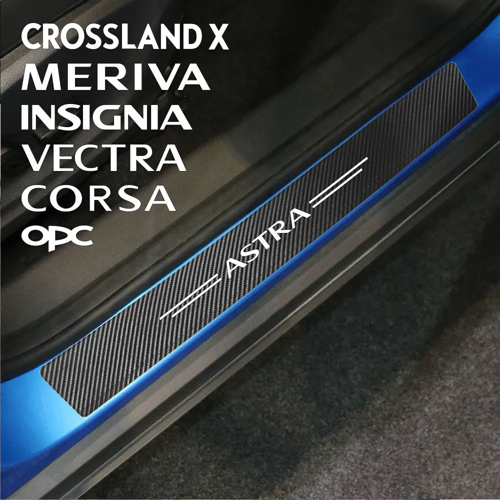 Car Door Sill Stickers For Opel Astra Insignia Meriva Mokka Adam Grandland Combo Corsa Crossland X OPC Tigra Accessories