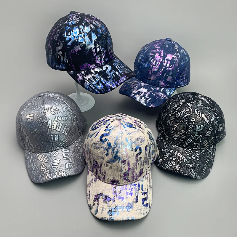 New Kpop Street Shiny Graffiti Tie-dyed Men Women Baseball Hats Cotton Comfortable Streetwear Ins Fashion Sport Hip Hop Caps