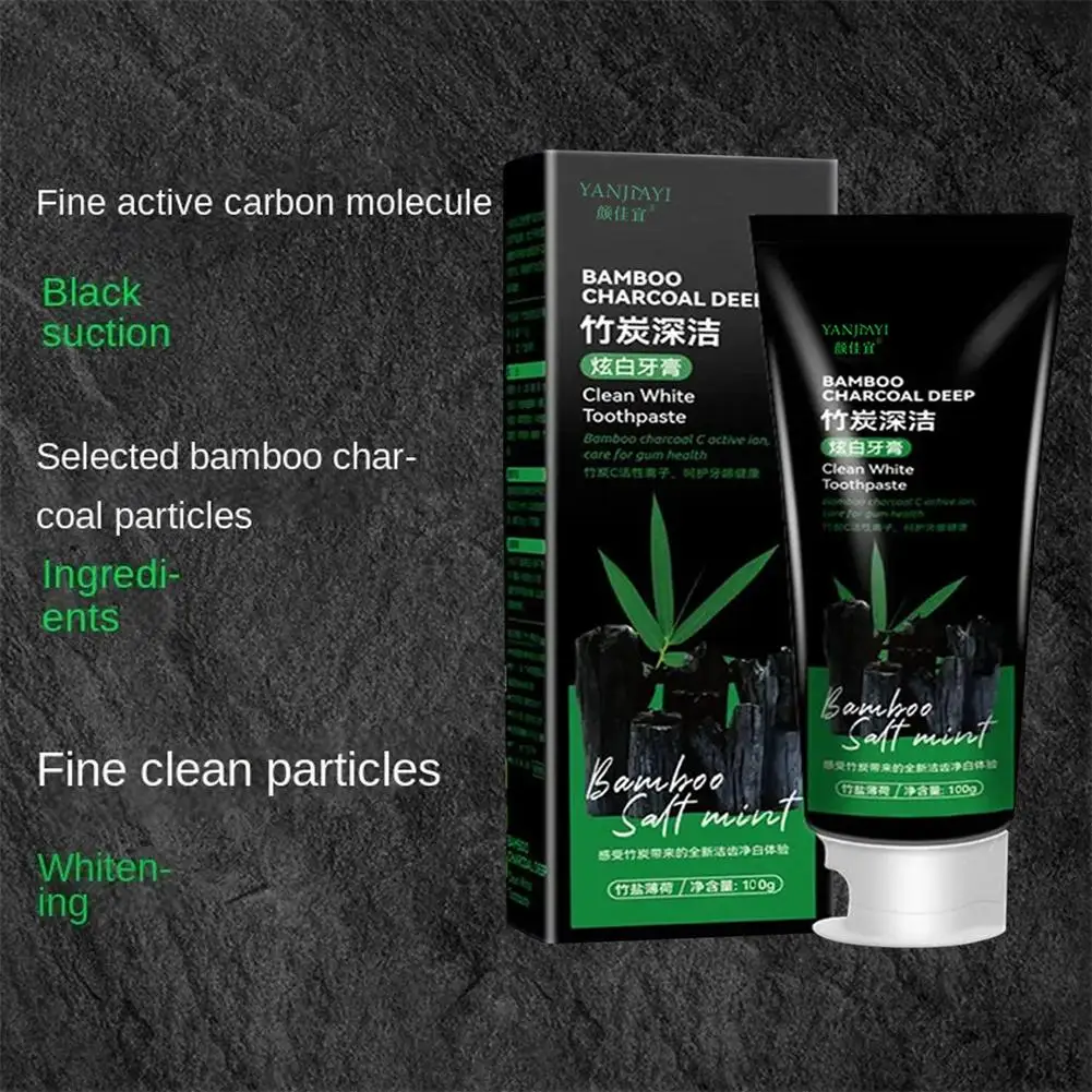 Dentifrice noir au charbon de bambou, 100g, nettoyage en profondeur, saveur menthe, beauté, soins bucco-dentaires, mauvaise santé, blanchiment de l'haleine SAF E8Y6