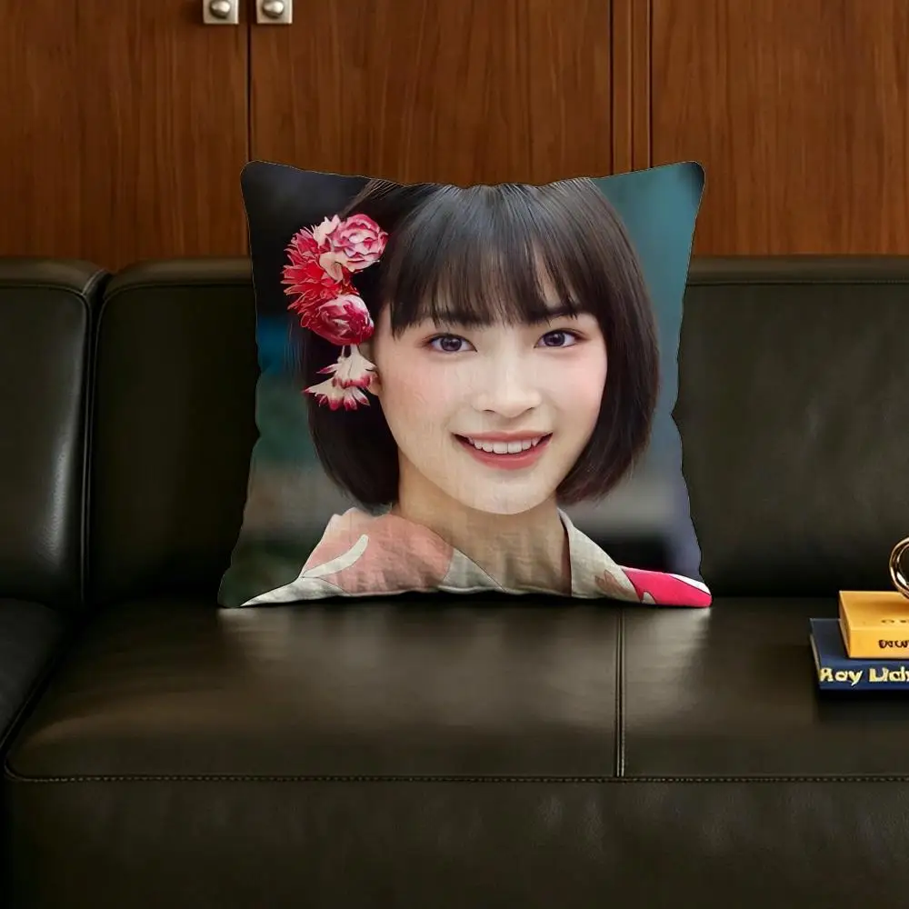Actor S-Suzu H-Hirose Cushion Cover Natural Linen Pillowcase Set, All-in-One Decor for Sofa, Bedroom & Chair