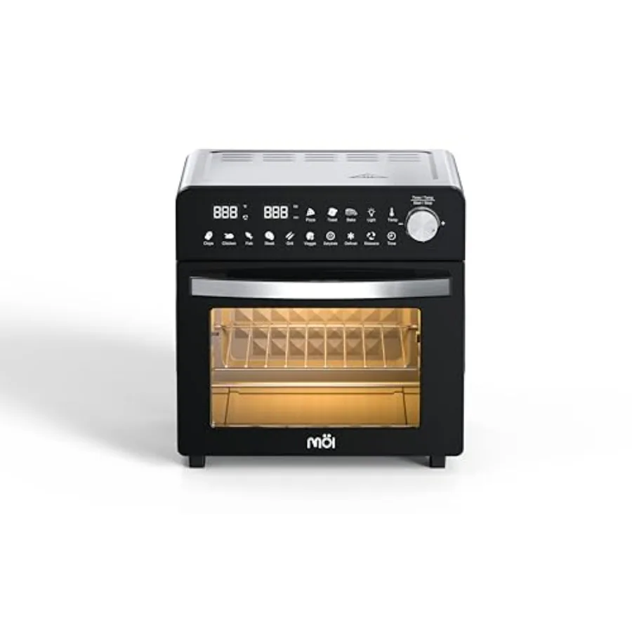 

Мультипечь-тостер 1500 Вт с 12 предустановками для выпечки, жарки, дегидратации – цифровой дисплей, двойное нагревание, ротиссерия, настольная