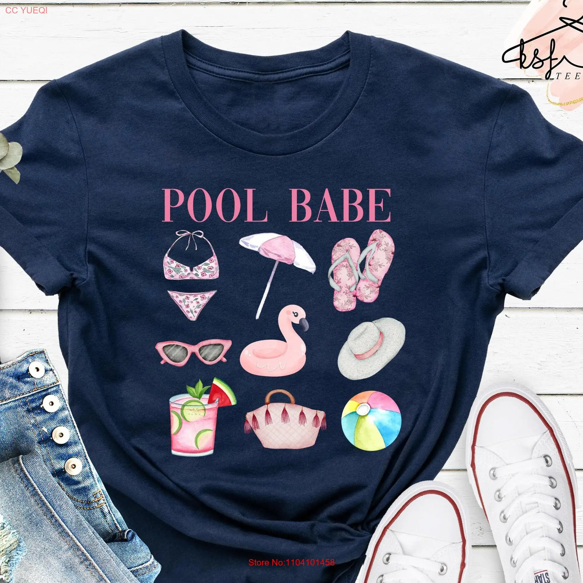 Pool Babe T Shirt Tanning Swimming Day Summer Vacation Off For Her long or short sleeves