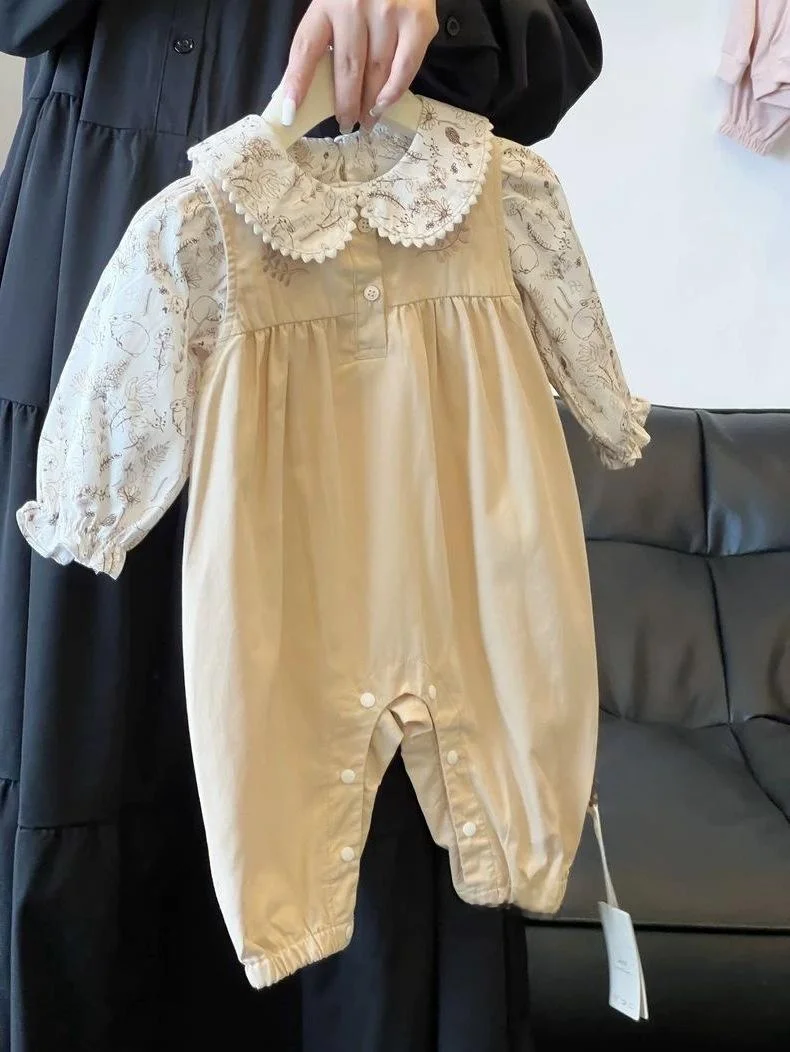 

Autumn Faion Baby Girl Outfit Set 0-2 Years Old Long Sve Rabbit Fur Onesie with Bibs And Pants Two-Piece Suit for Spring...