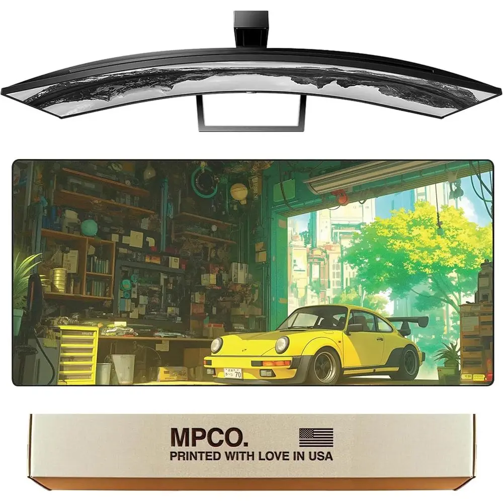 

AeroGlide Manga Motors Gramps-Garage 36x17 Large Desk Mat for Gaming - Smooth, Non-Slip, Washable Mouse Pad