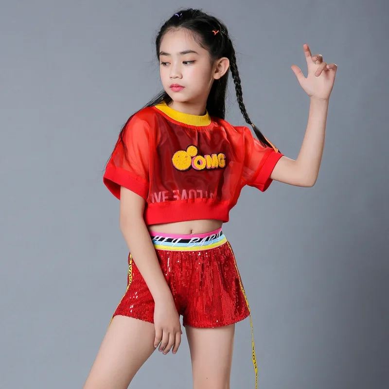 Girls' Summer Clothes Performance  Girls' Dance Clothes Korean Version Hip Hop Suit Jazz Dance Dress