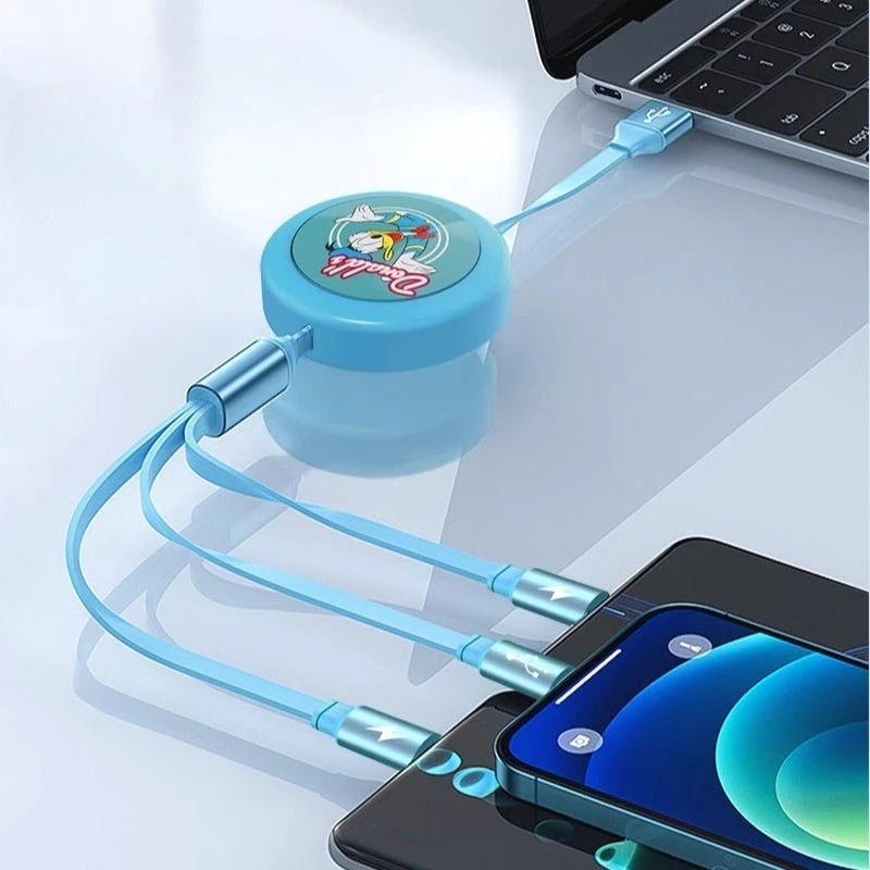 Spider-Man Capitan America Mickey Hulk Iron Man Personaggi dei cartoni animati Telescopico 3 in 1 Cavo dati per auto con personalità di ricarica Regali