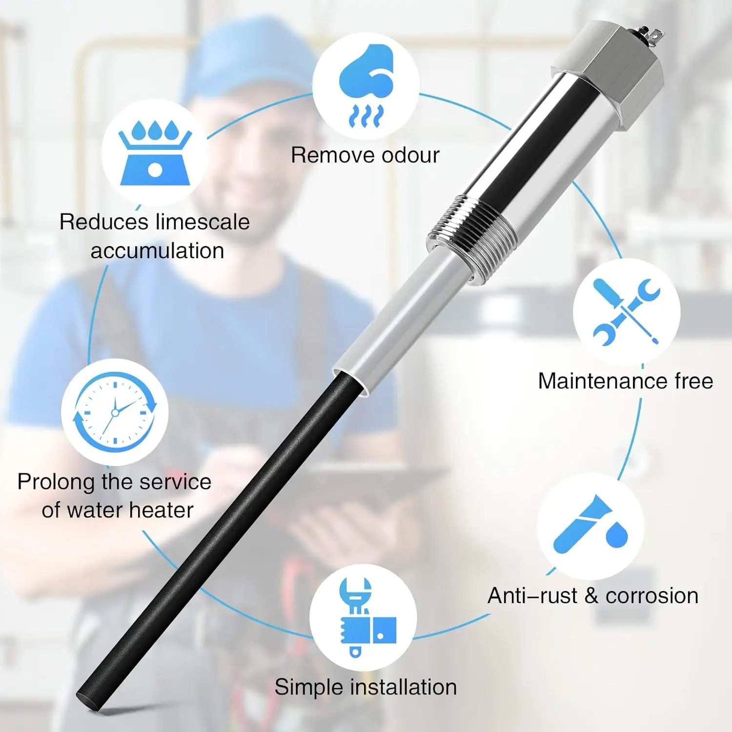 

Анодный стержень с питанием, анодный стержень водонагревателя из титана (бак емкостью 40–89 галлонов), защита от ржавчины и коррозии, новая популярность