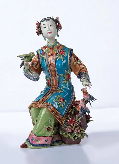 Wanjia Tongle classical beautiful woman Shiwan ceramic doll Lin Naihe Chinese living room entrance ornament gifts pure handmade