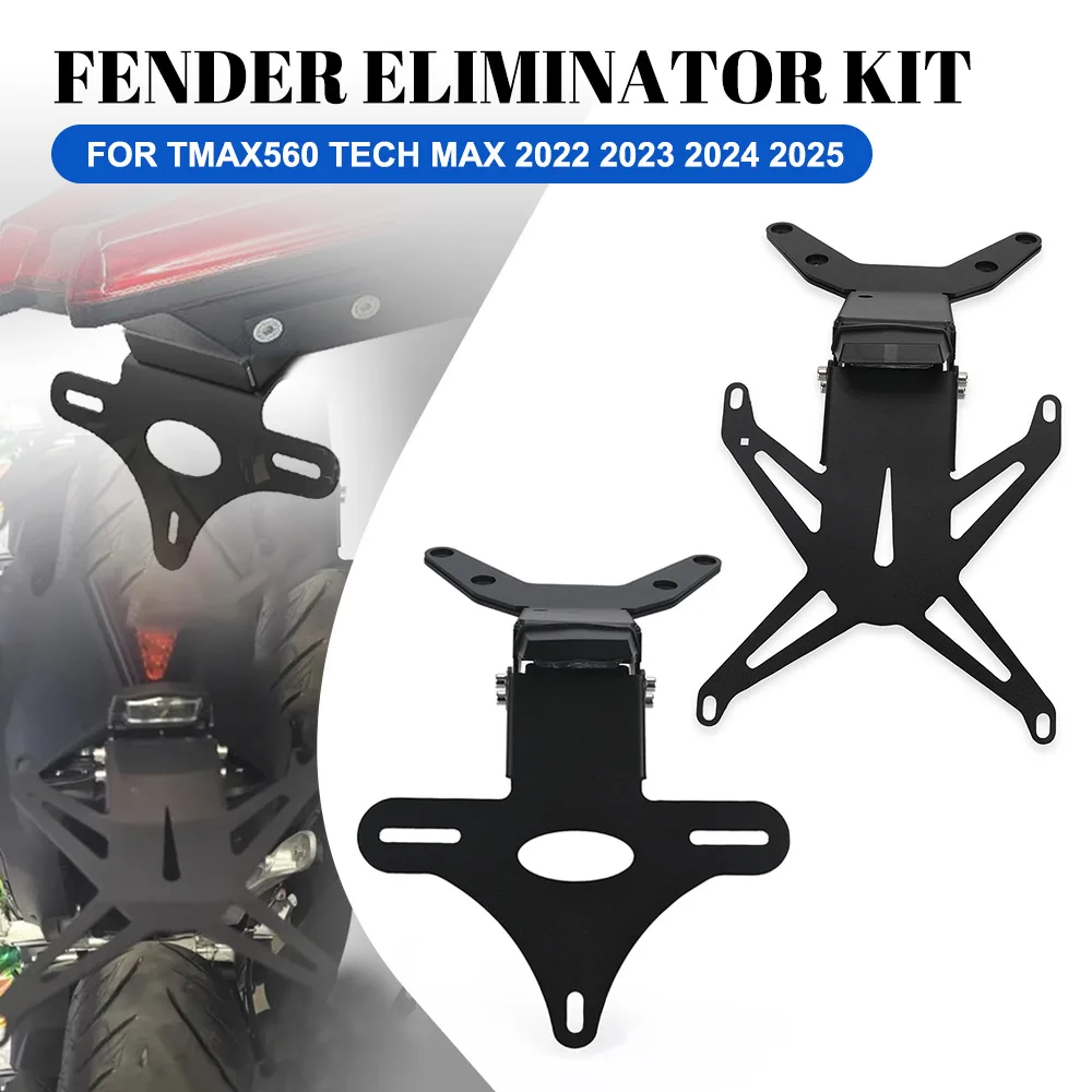

For YAMAHA TMAX560 Tech Max 2022 2023 2024 2025 Motorcycle License Plate Holder Fender Eliminator Tail Tidy Bracket With LED