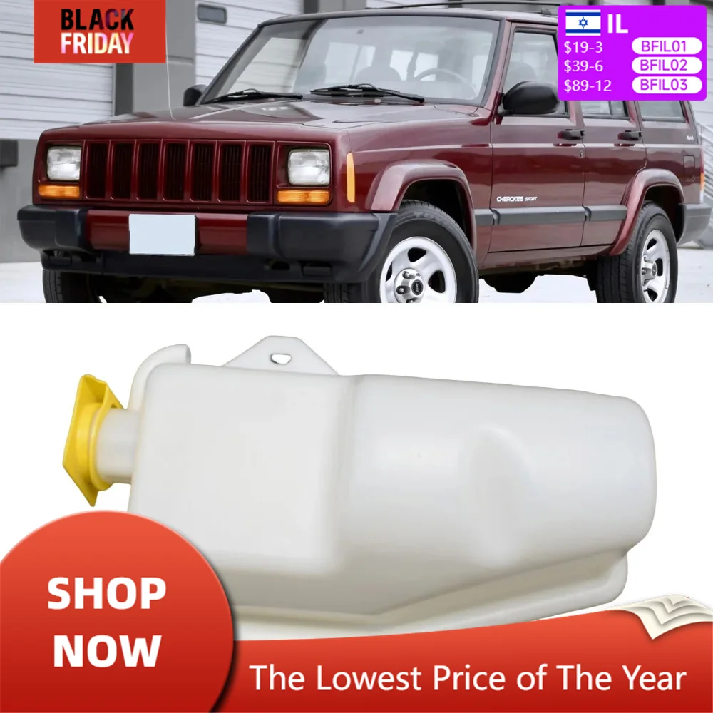 Car Engine Expansion Bottle With Cover Coolant Overflow Recovery Tank For Jeep Comanche 91-92 Cherokee XJ 1991-2001 52027984