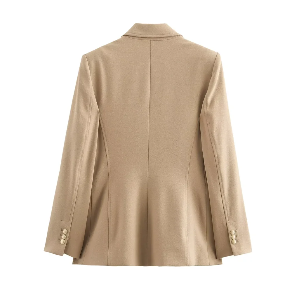 Taop & za-女性用長袖スーツコート,ショルダーパッド,ゴールドバックル,スリムフィット,秋冬服,新品