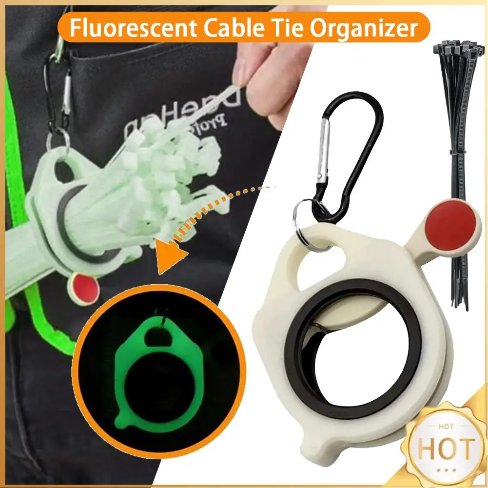 Fluorescent Cable Tie Organizer Reusable Cable Tie Holder Portable Electrical Wire Ties Clip Zip Ties Arrangement