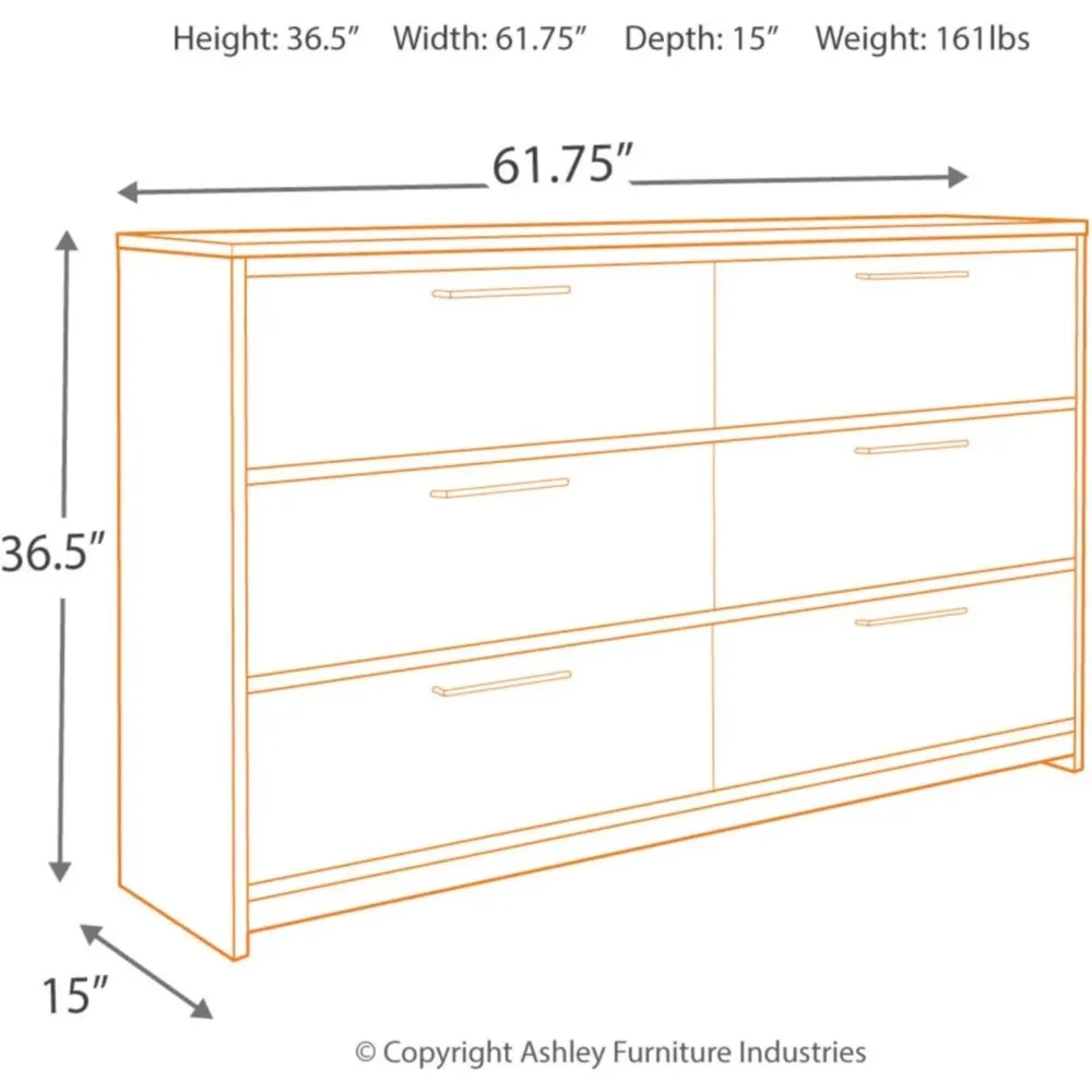 Baystorm Rustic Coastal 6 Drawer Dresser, Smoky Gray