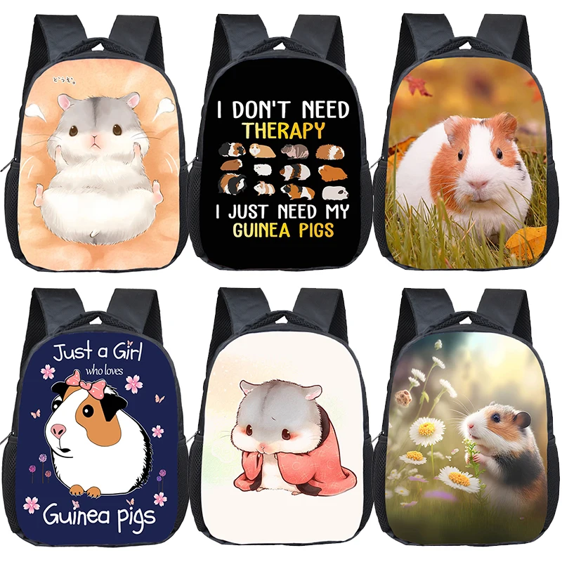 Cartoon Hamster / Pet Guinea Pig Print Backpack for 3-6 Years Old Kids Schoolbags Boy Girl Kindergarten Baby Toddler Bookbag