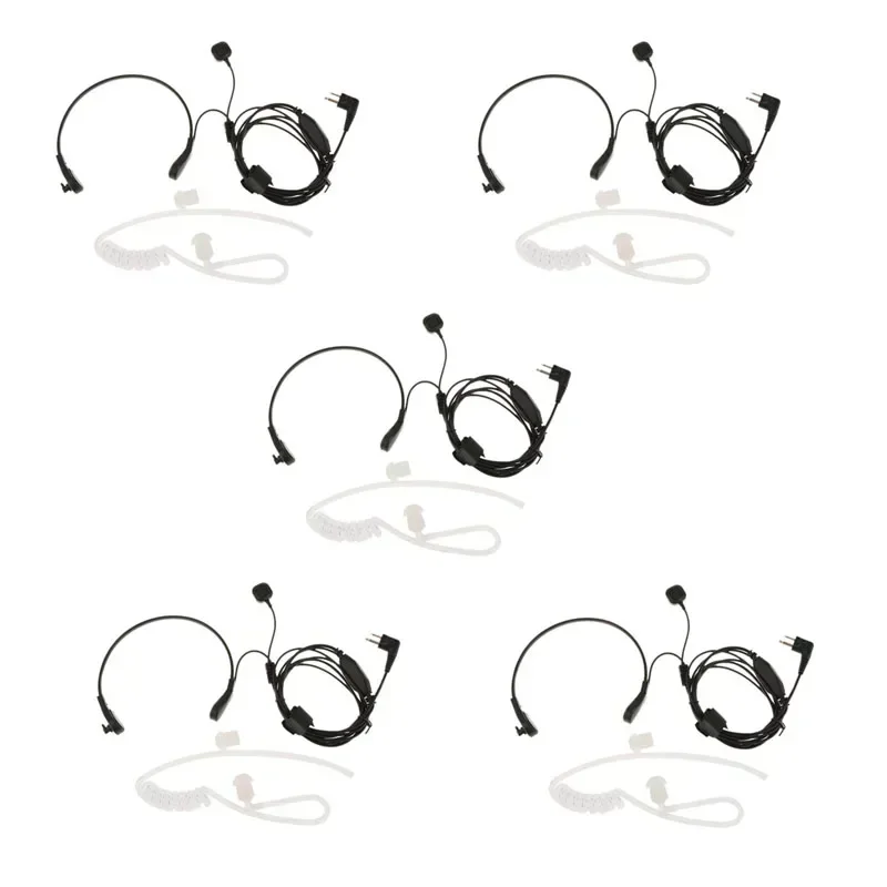 Lot 5PCS 2 Pin Throat Controlled Earphone Air Tube Headset Finger PTT Mic for Motorola CP200 CT450 GP68 HYT TC-500 Puxing Radio