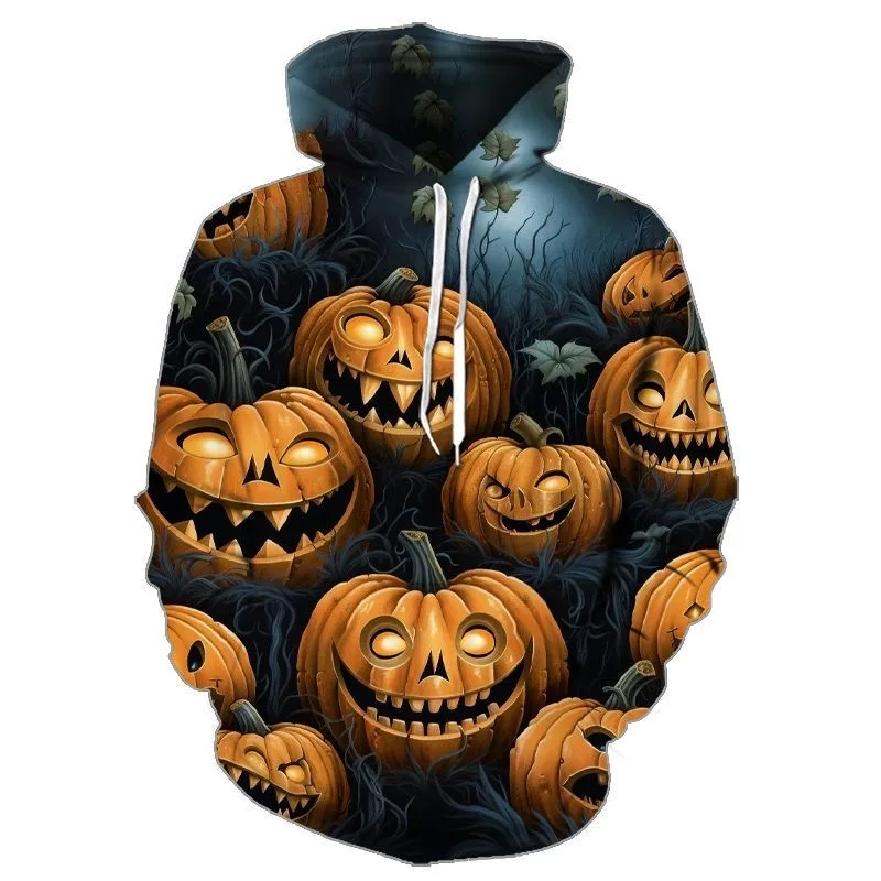 هودي بطباعة رقمية ثلاثية الأبعاد لقرع الهالوين، سترة عصرية غير رسمية للجنسين، مصنوعة من ألياف البوليستر بأكمام طويلة وقصة عاد... #3