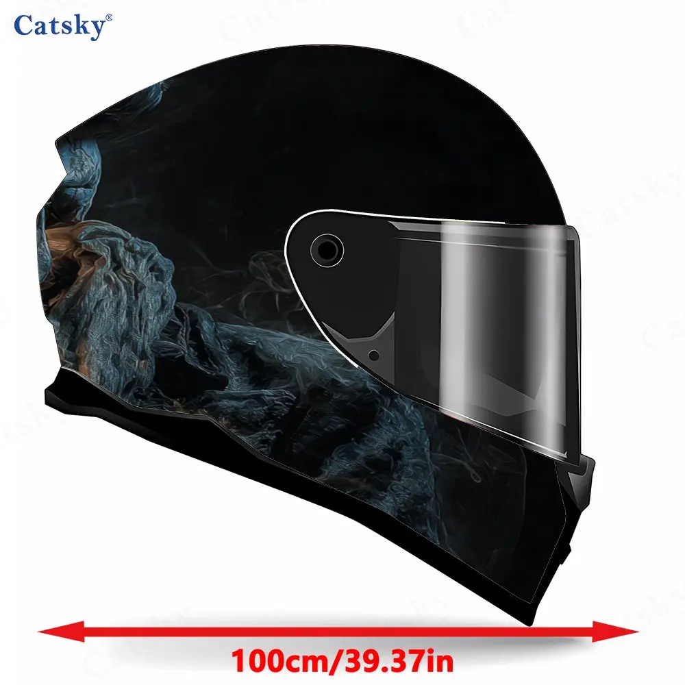 Flame-card Skull Gambler Pattern Helmet stickers , PVC Material Multifunctional Helmet Stickers, Scratch-Resistant & Fade-Proof,