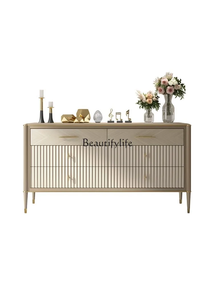 

Light luxury entrance six chest cabinet solid wood bedroom TV cabinet American living room storage cabinet