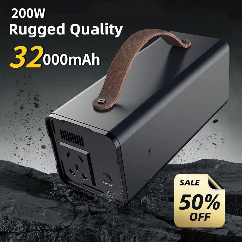 32000mAh 200W 220V Portable Power Bank Station Emergency External Spare Battery Powerful Outdoor Powerbank for Laptop Camping