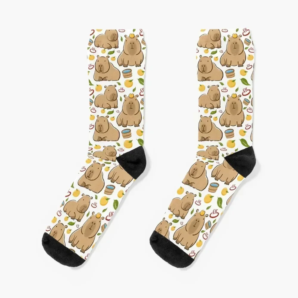 Capybara yuzu onzen bath pattern Socks Lots heated Novelties Socks Ladies Men's