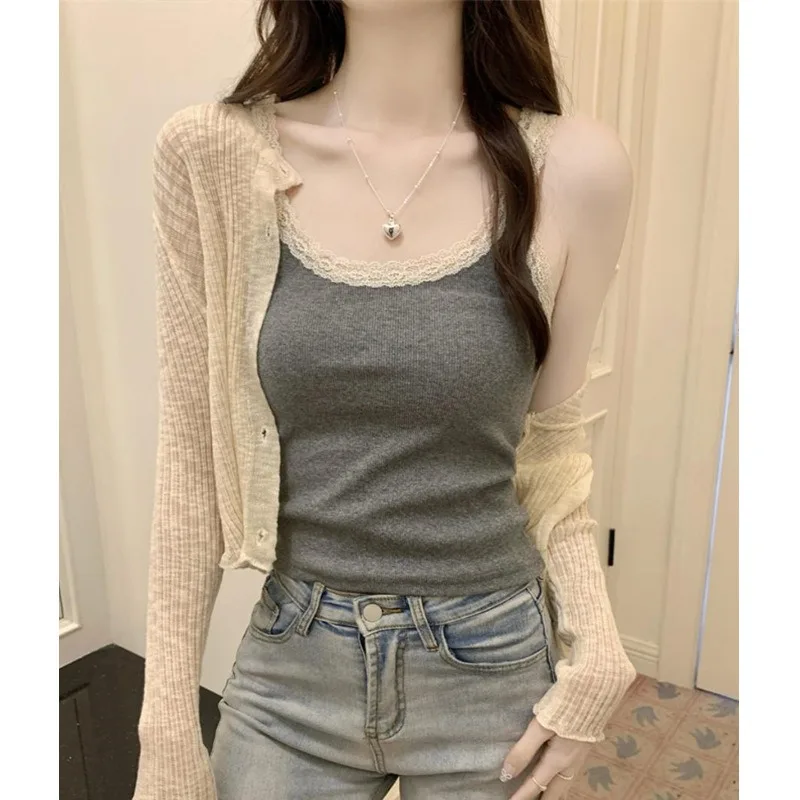 

Lace lace camisole vest for women's summer outdoor wear new sexy pure desire style vest top